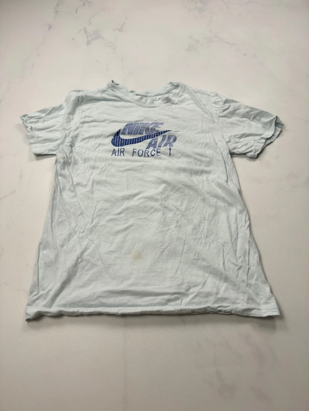 Nike Air Force 1 Graphic Tee Light Blue 90s Retro - Mens S
